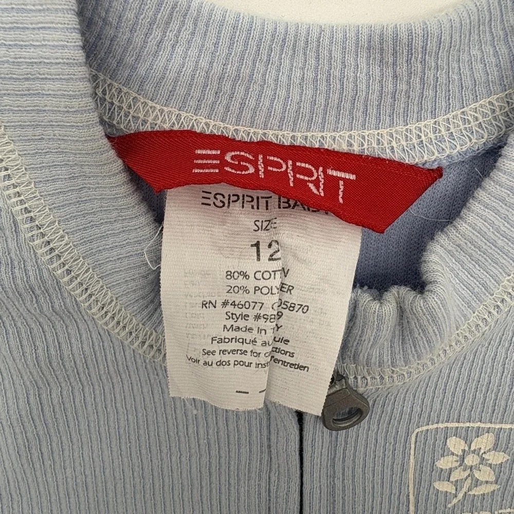 Esprit Coverall Girls 9-12M‎ Blue Striped Knit Sleeveless One Piece Zip Front